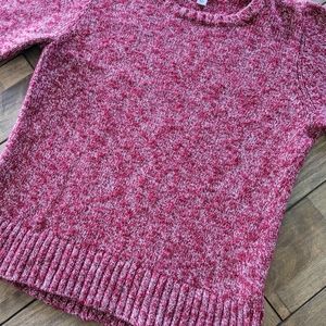 LL Bean Red and White Cotton Marl Sweater